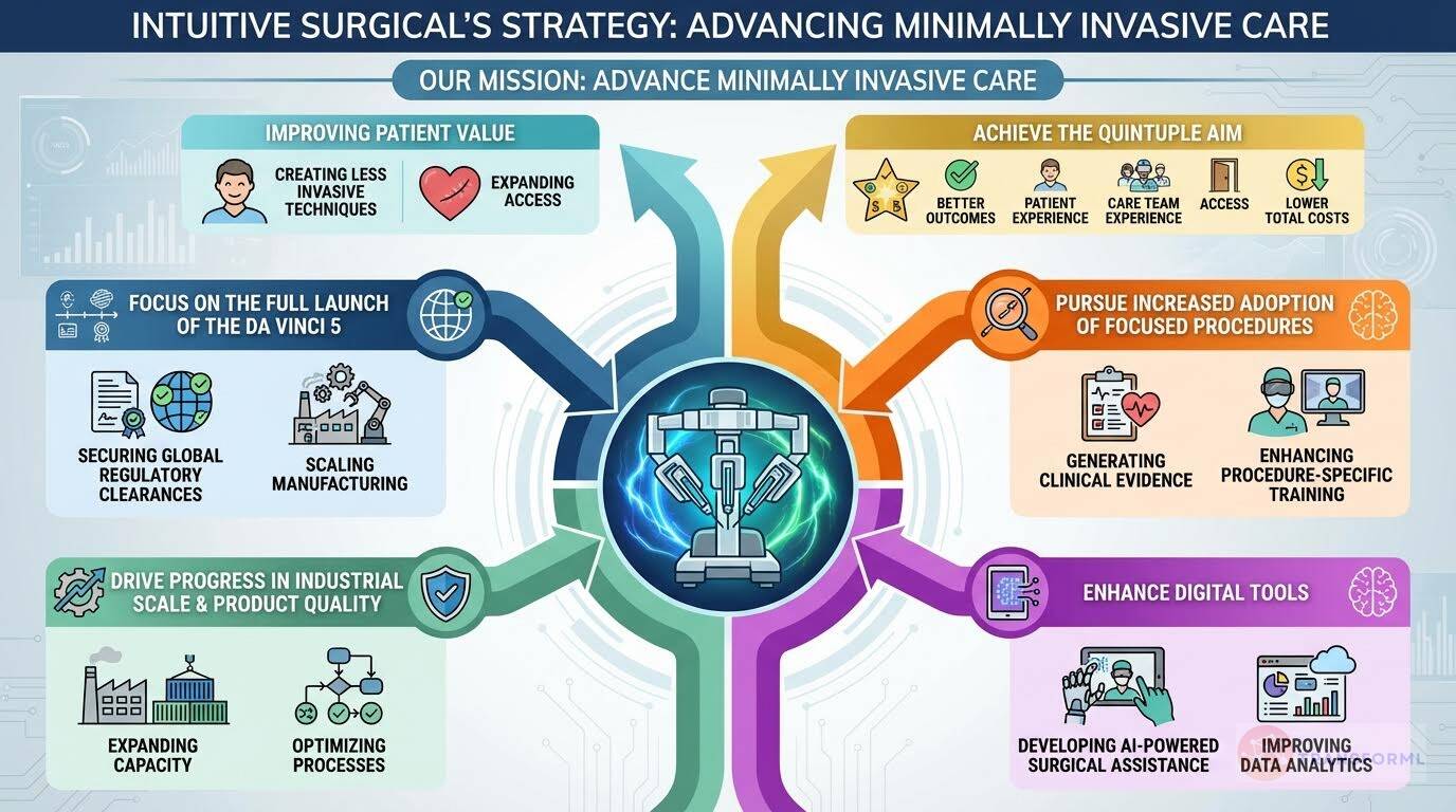 Intuitive Surgical, Inc. strategy cascade analysis highlighting Platform Growth and Global Expansion and Digital Ecosystem and AI Integration.