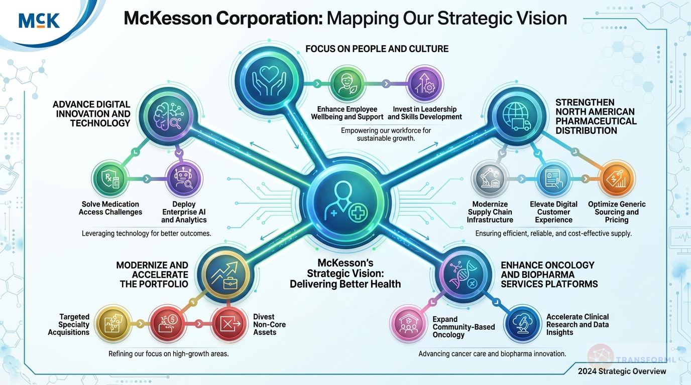 McKesson Corporation strategy cascade analysis highlighting North American Pharmaceutical Distribution and Oncology and Biopharma Services Expansion.