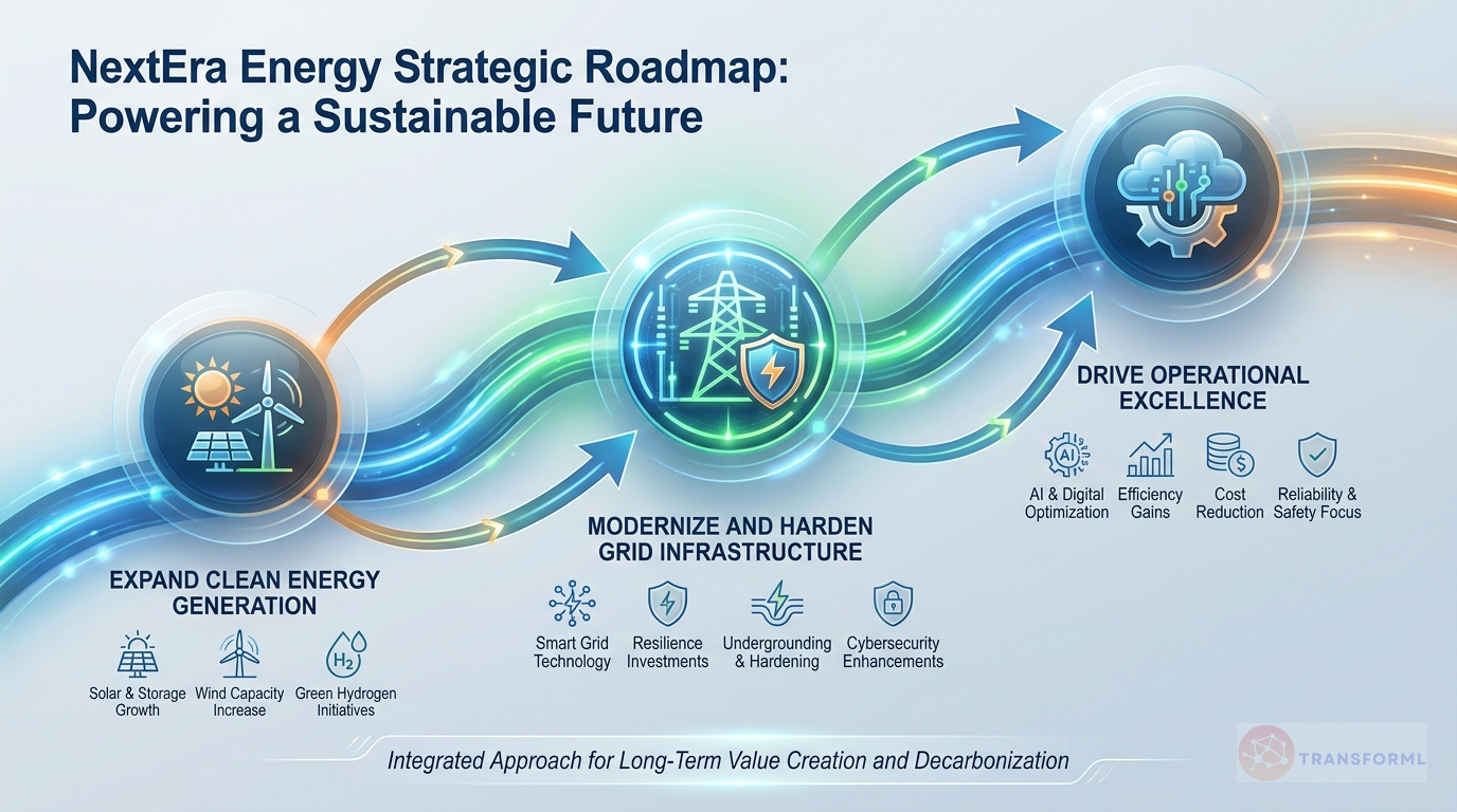 NextEra Energy, Inc. strategy cascade analysis highlighting Renewable Energy Expansion and Grid Modernization and Resiliency.