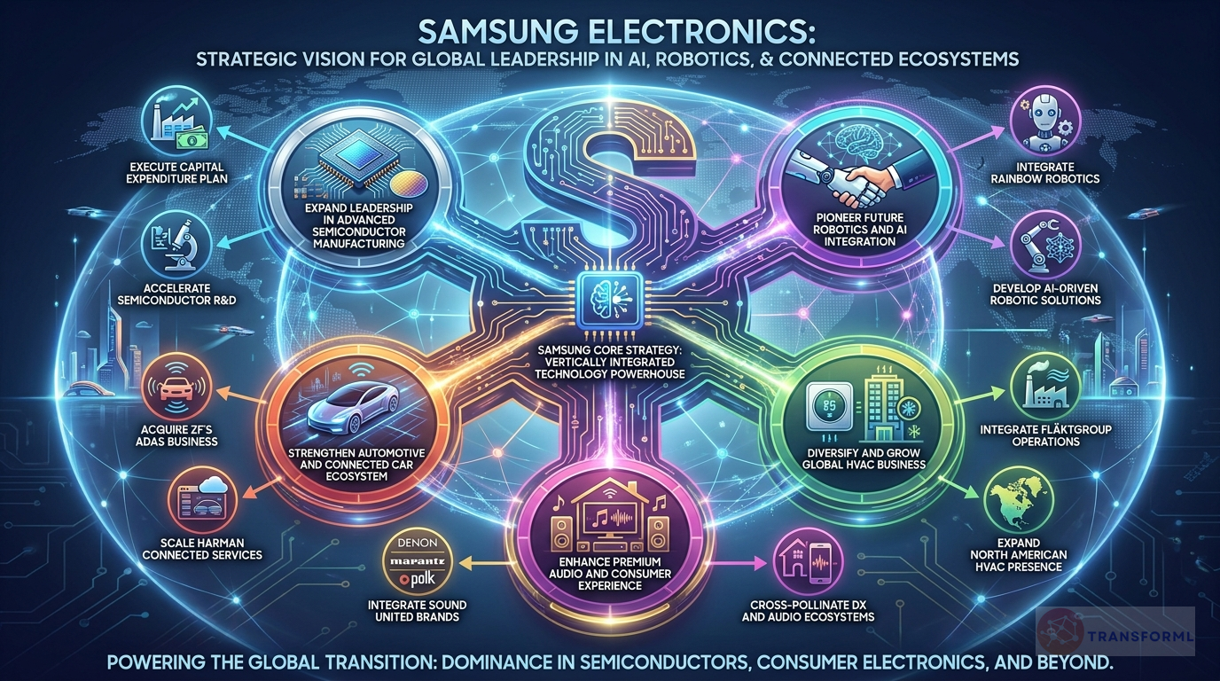 Samsung Electronics Co., Ltd. strategy cascade analysis highlighting Advanced Robotics and AI Integration and Automotive and Connected Car Expansion.