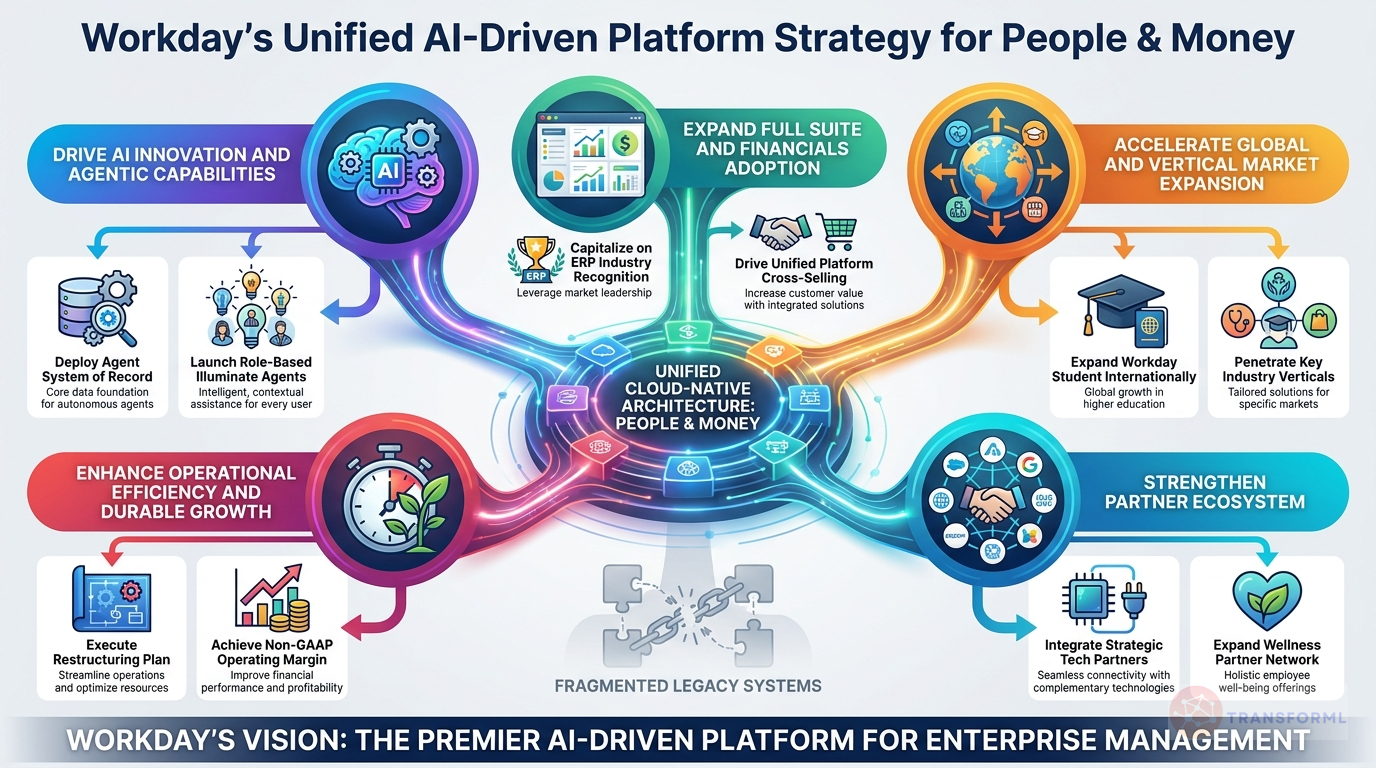 Workday, Inc. strategy cascade analysis highlighting AI and Agentic Automation and Unified Platform Architecture.